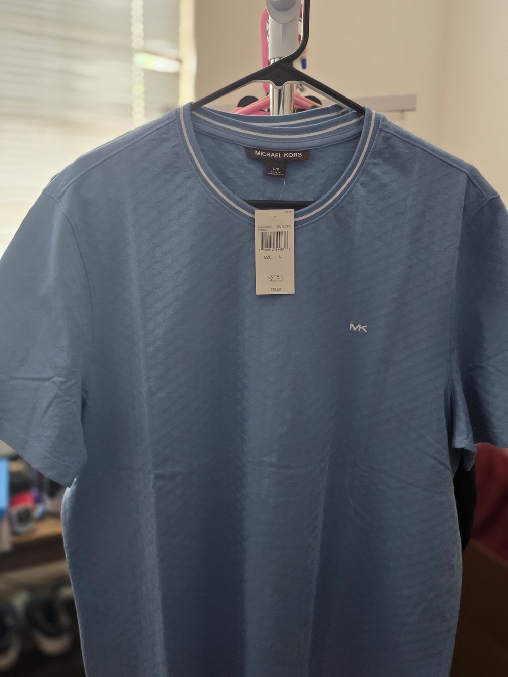 Michael Kors Men's Sky Blue Crew Neck Logo Tee